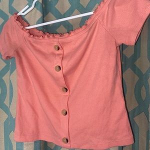 Crop off shoulder ruffle top